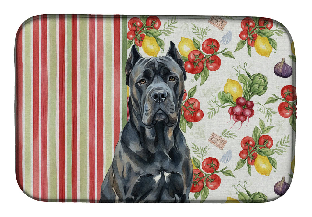 Cane Corso Vegetables Dish Drying Mat Absorbent Dish Drying Mat Pad for Kitchen Counter Dish Drainer Mat for Countertop, 14 x 21", Multicolor