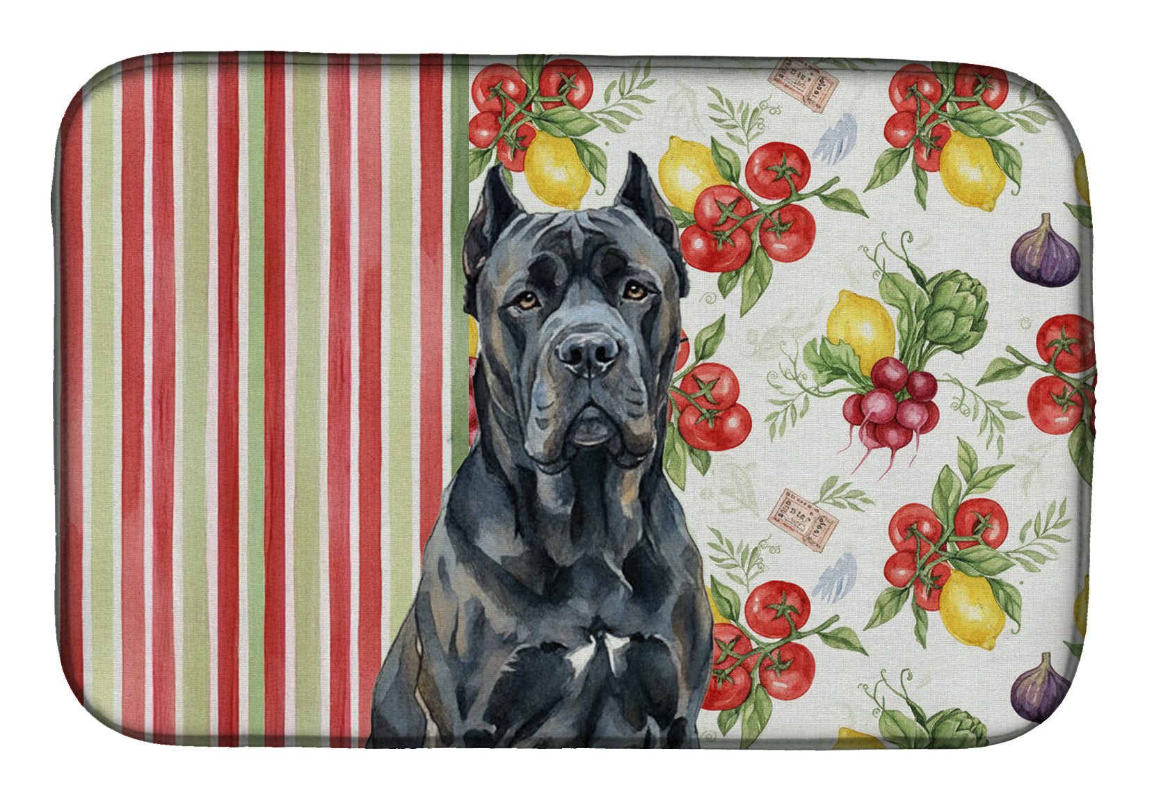 Cane Corso Vegetables Dish Drying Mat Absorbent Dish Drying Mat Pad for Kitchen Counter Dish Drainer Mat for Countertop, 14 x 21", Multicolor