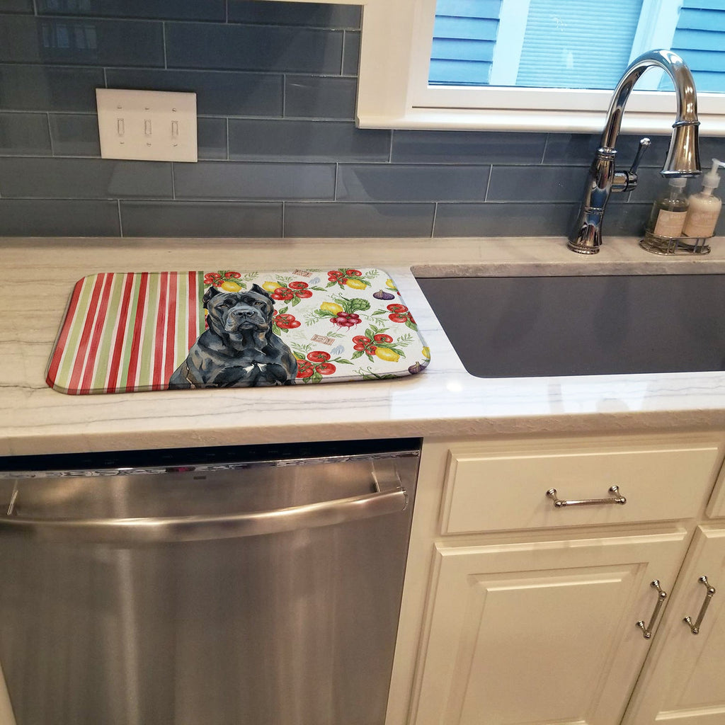 Cane Corso Vegetables Dish Drying Mat Absorbent Dish Drying Mat Pad for Kitchen Counter Dish Drainer Mat for Countertop, 14 x 21", Multicolor
