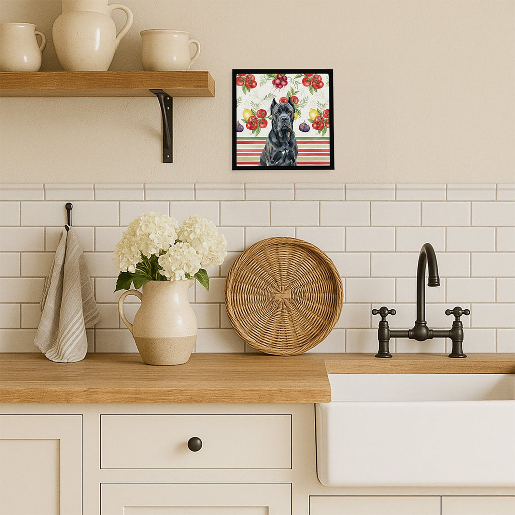 Cane Corso Vegetables Framed Metal Print Bathroom, Kitchen, Office, Home Decor Wall Art Ready to Hang, Square, 8X8