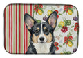 Black and White Cardigan Welsh Corgi Vegetables Dish Drying Mat Absorbent Dish Drying Mat Pad for Kitchen Counter Dish Drainer Mat for Countertop, 14 x 21", Multicolor