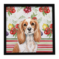 Blenheim Cavalier Spaniel Vegetables Framed Metal Print Bathroom, Kitchen, Office, Home Decor Wall Art Ready to Hang, Square, 8X8