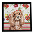 Ruby Cavalier Spaniel Vegetables Framed Metal Print Bathroom, Kitchen, Office, Home Decor Wall Art Ready to Hang, Square, 8X8