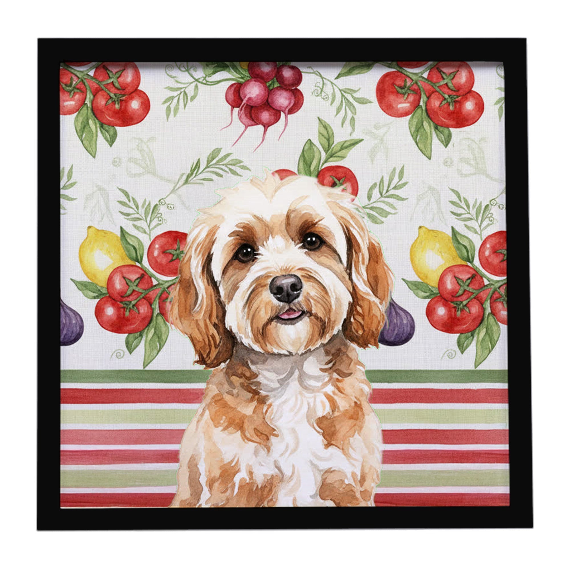 Cavapoo Vegetables Framed Metal Print Bathroom, Kitchen, Office, Home Decor Wall Art Ready to Hang, Square, 8X8