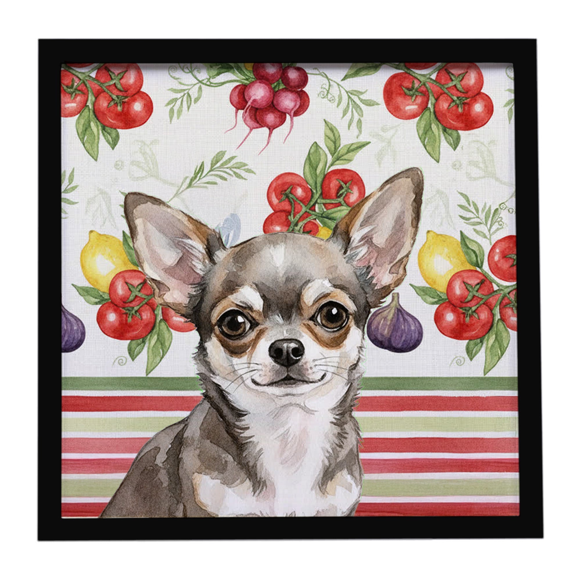 Chihuahua Vegetables Framed Metal Print Bathroom, Kitchen, Office, Home Decor Wall Art Ready to Hang, Square, 8X8