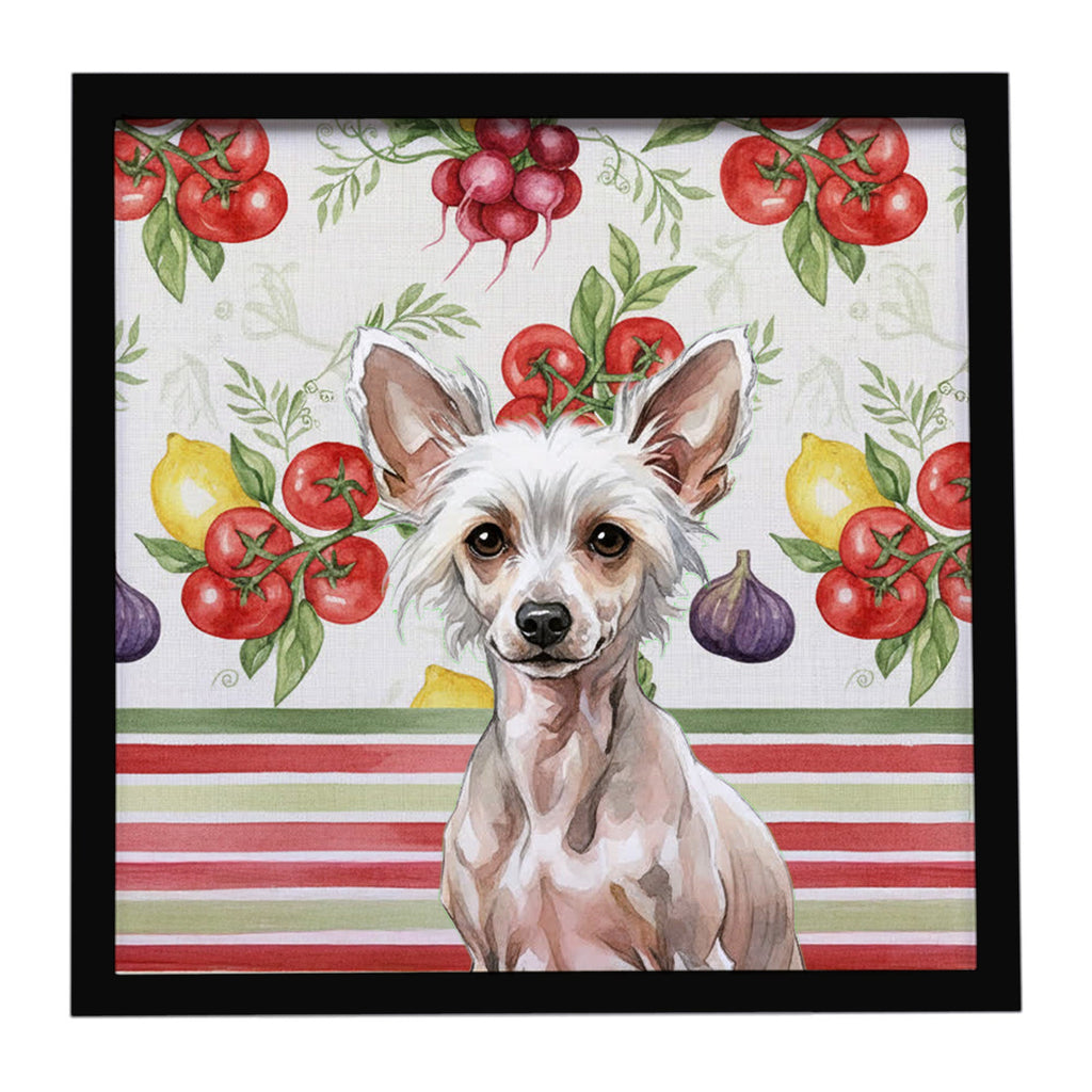 Hairless Chinese Crested Vegetables Framed Metal Print Bathroom, Kitchen, Office, Home Decor Wall Art Ready to Hang, Square, 8X8