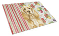 Buff Cocker Spaniel Vegetables Cutting Board Tempered Glass Kitchen Cutting Surface, Heat Resistant Chopping, Non-Slip Feet, Food Prep & Serving