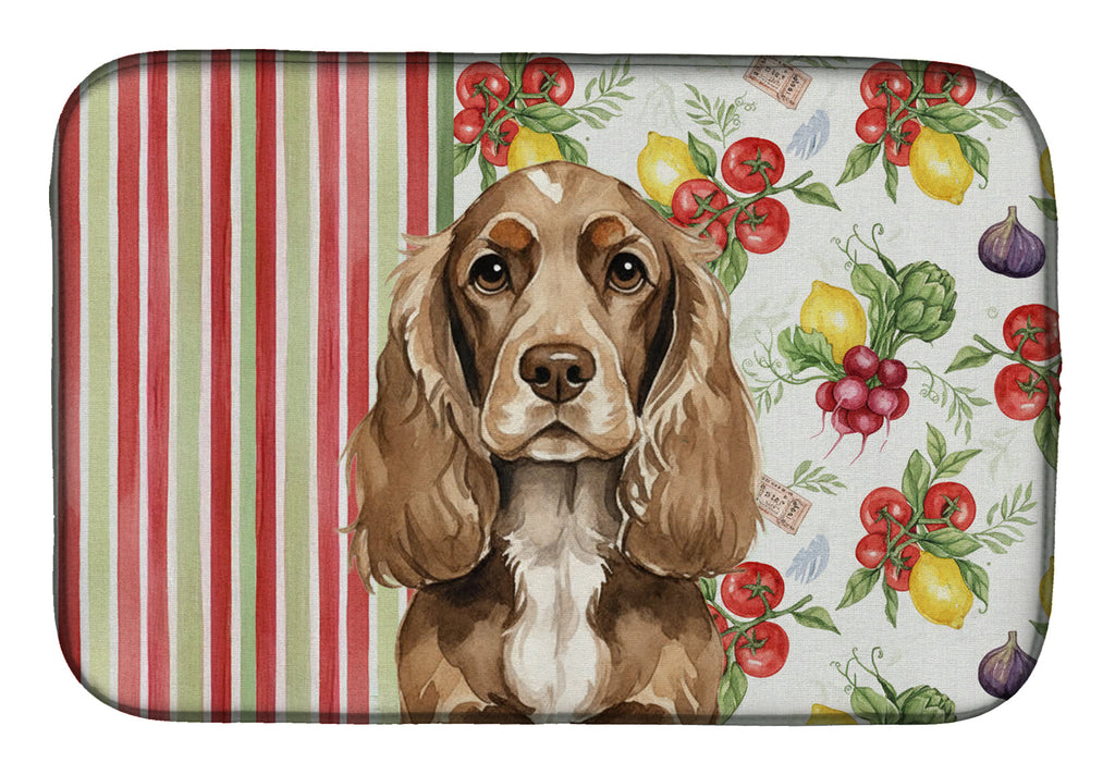 Chocolate Cocker Spaniel Vegetables Dish Drying Mat Absorbent Dish Drying Mat Pad for Kitchen Counter Dish Drainer Mat for Countertop, 14 x 21", Multicolor