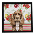 Chocolate Cocker Spaniel Vegetables Framed Metal Print Bathroom, Kitchen, Office, Home Decor Wall Art Ready to Hang, Square, 8X8
