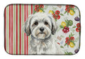 White with Gray Coton de Tulear Vegetables Dish Drying Mat Absorbent Dish Drying Mat Pad for Kitchen Counter Dish Drainer Mat for Countertop, 14 x 21", Multicolor