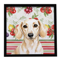Cream Dachshund Vegetables Framed Metal Print Bathroom, Kitchen, Office, Home Decor Wall Art Ready to Hang, Square, 8X8