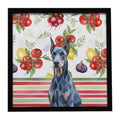 Blue Doberman Pinscher Vegetables Framed Metal Print Bathroom, Kitchen, Office, Home Decor Wall Art Ready to Hang, Square, 8X8