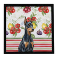 Doberman Pinscher Vegetables Framed Metal Print Bathroom, Kitchen, Office, Home Decor Wall Art Ready to Hang, Square, 8X8