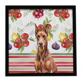 Red Doberman Pinscher Vegetables Framed Metal Print Bathroom, Kitchen, Office, Home Decor Wall Art Ready to Hang, Square, 8X8