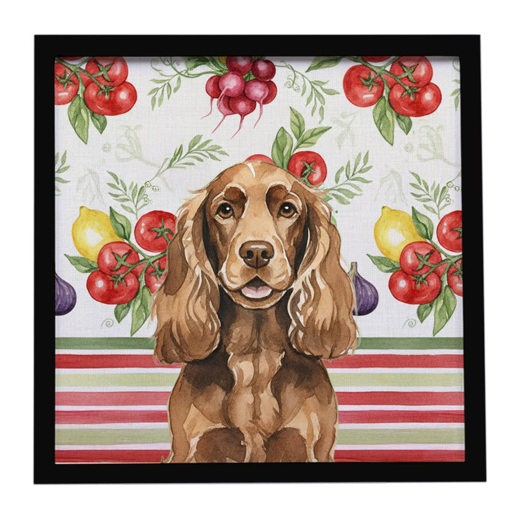 Liver English Cocker Spaniel Vegetables Framed Metal Print Bathroom, Kitchen, Office, Home Decor Wall Art Ready to Hang, Square, 8X8