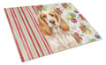 Orange Roan English Cocker Spaniel Vegetables Cutting Board Tempered Glass Kitchen Cutting Surface, Heat Resistant Chopping, Non-Slip Feet, Food Prep & Serving