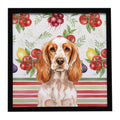 Orange Roan English Cocker Spaniel Vegetables Framed Metal Print Bathroom, Kitchen, Office, Home Decor Wall Art Ready to Hang, Square, 8X8