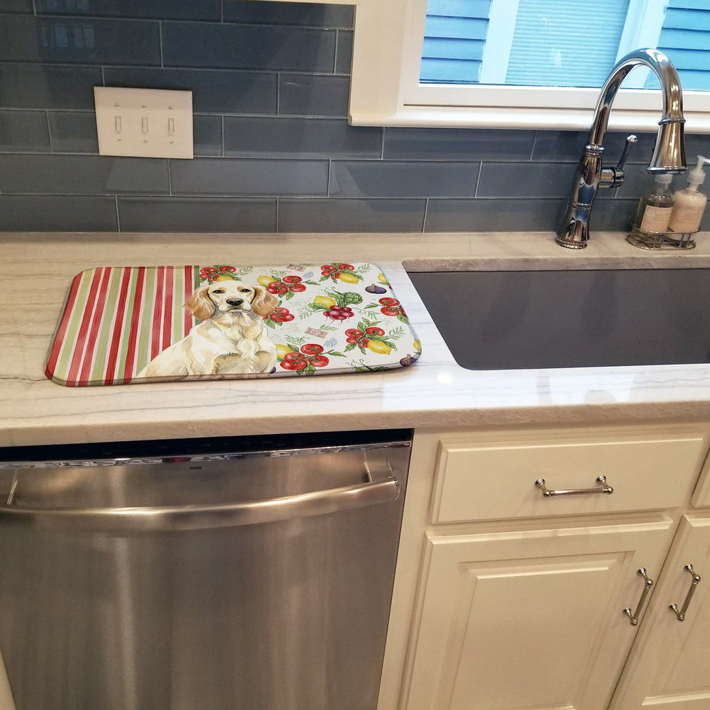 Lemon Belton English Setter Vegetables Dish Drying Mat Absorbent Dish Drying Mat Pad for Kitchen Counter Dish Drainer Mat for Countertop, 14 x 21", Multicolor