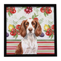 Liver and White English Springer Spaniel Vegetables Framed Metal Print Bathroom, Kitchen, Office, Home Decor Wall Art Ready to Hang, Square, 8X8