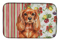 Ruby English Toy Spaniel Vegetables Dish Drying Mat Absorbent Dish Drying Mat Pad for Kitchen Counter Dish Drainer Mat for Countertop, 14 x 21", Multicolor
