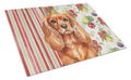 Ruby English Toy Spaniel Vegetables Cutting Board Tempered Glass Kitchen Cutting Surface, Heat Resistant Chopping, Non-Slip Feet, Food Prep & Serving