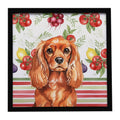 Ruby English Toy Spaniel Vegetables Framed Metal Print Bathroom, Kitchen, Office, Home Decor Wall Art Ready to Hang, Square, 8X8