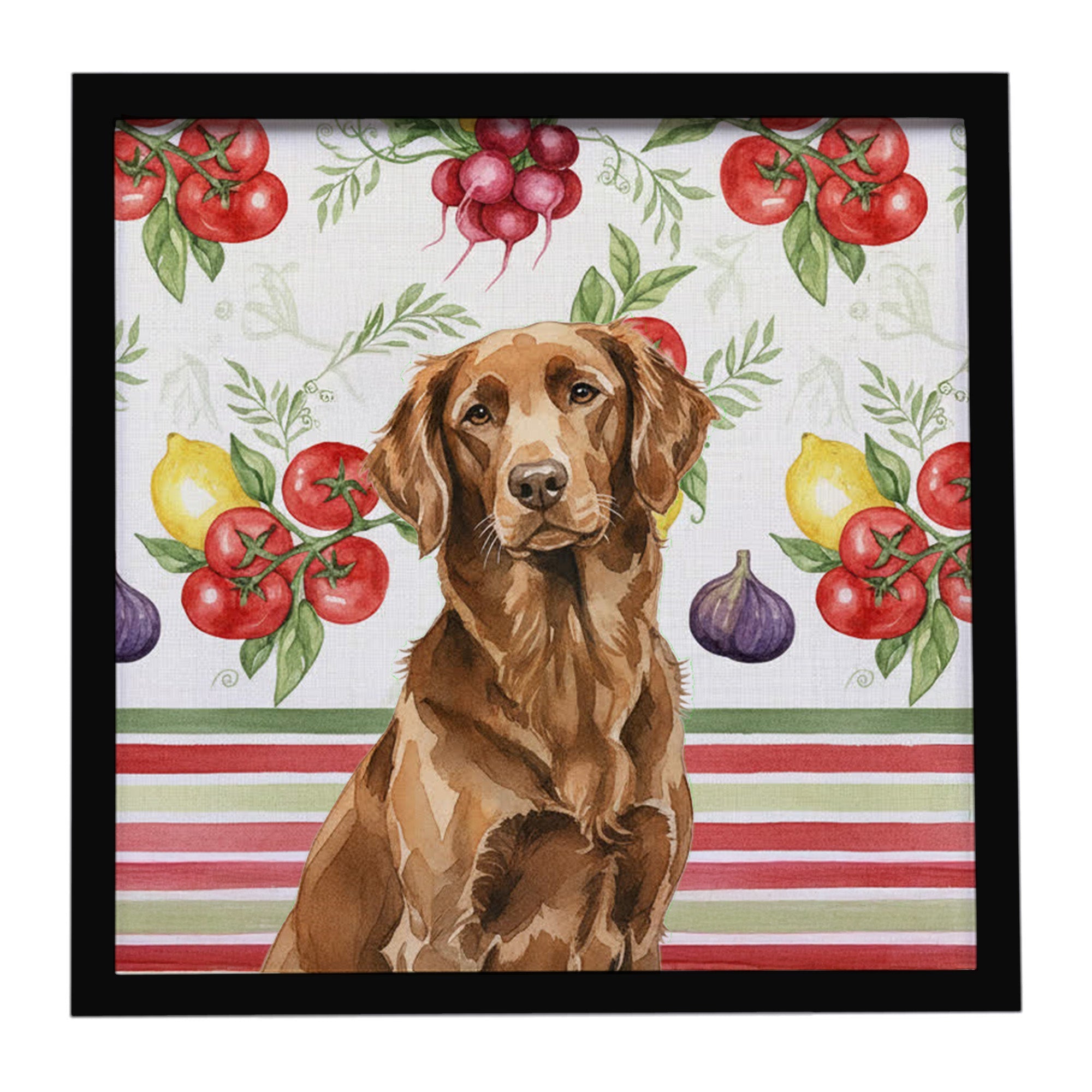 Liver Flat-Coated Retriever Vegetables Framed Metal Print Bathroom, Kitchen, Office, Home Decor Wall Art Ready to Hang, Square, 8X8