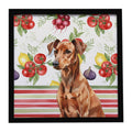 Red German Pinscher Vegetables Framed Metal Print Bathroom, Kitchen, Office, Home Decor Wall Art Ready to Hang, Square, 8X8