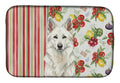 White German Shepherd Vegetables Dish Drying Mat Absorbent Dish Drying Mat Pad for Kitchen Counter Dish Drainer Mat for Countertop, 14 x 21", Multicolor