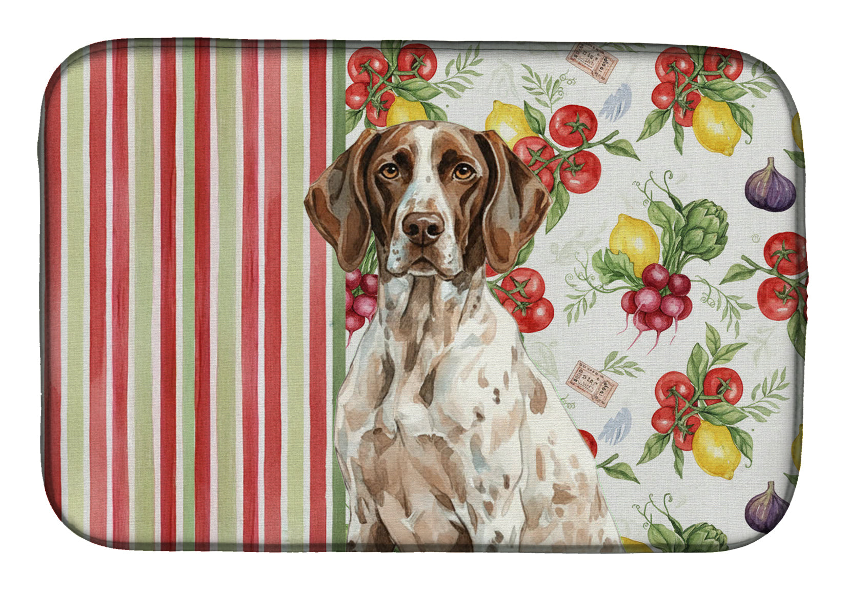 German Shorthaired Pointer Vegetables Dish Drying Mat Absorbent Dish Drying Mat Pad for Kitchen Counter Dish Drainer Mat for Countertop, 14 x 21", Multicolor