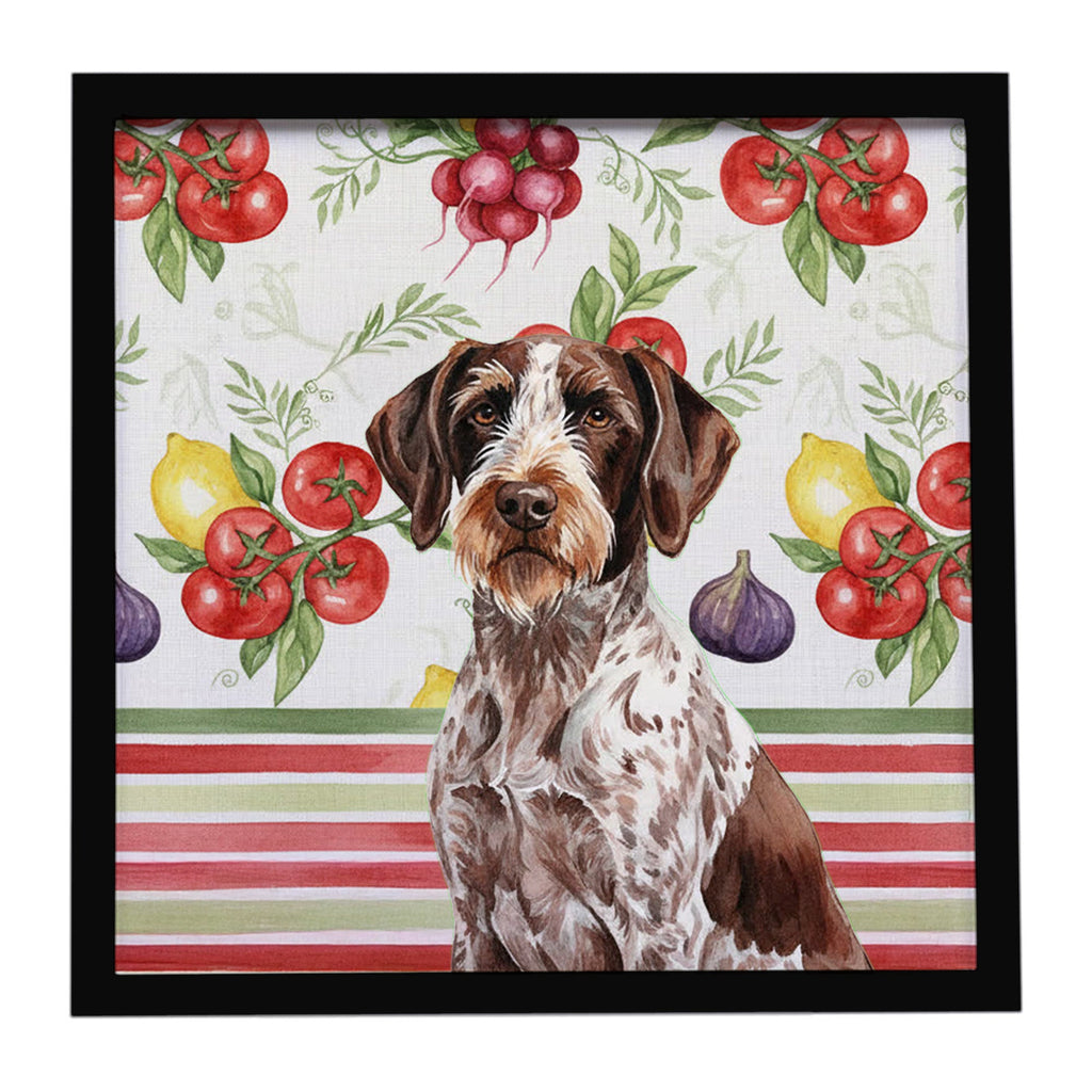 Roan German Wirehaired Pointer Vegetables Framed Metal Print Bathroom, Kitchen, Office, Home Decor Wall Art Ready to Hang, Square, 8X8