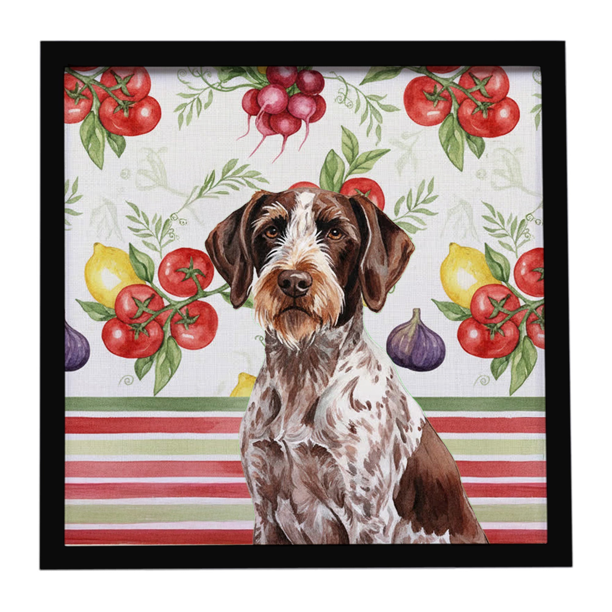 Roan German Wirehaired Pointer Vegetables Framed Metal Print Bathroom, Kitchen, Office, Home Decor Wall Art Ready to Hang, Square, 8X8