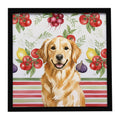 Golden Retriever Vegetables Framed Metal Print Bathroom, Kitchen, Office, Home Decor Wall Art Ready to Hang, Square, 8X8
