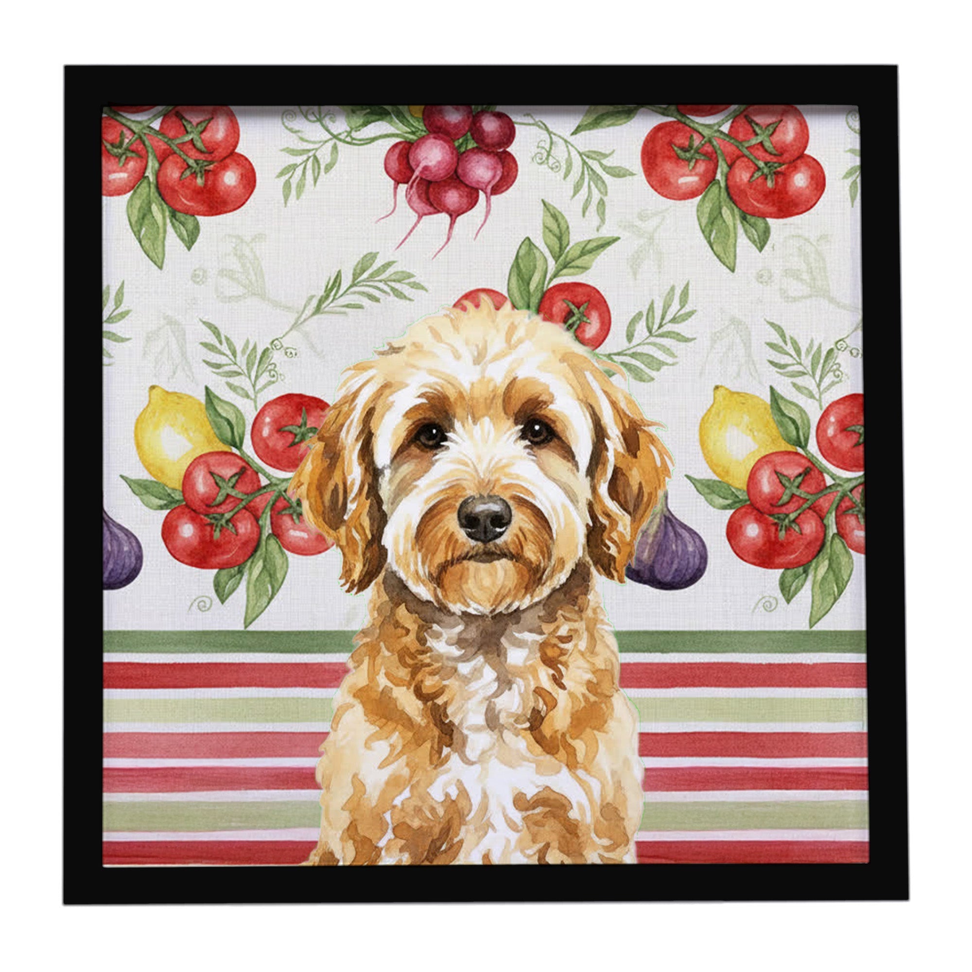 Goldendoodle Vegetables Framed Metal Print Bathroom, Kitchen, Office, Home Decor Wall Art Ready to Hang, Square, 8X8