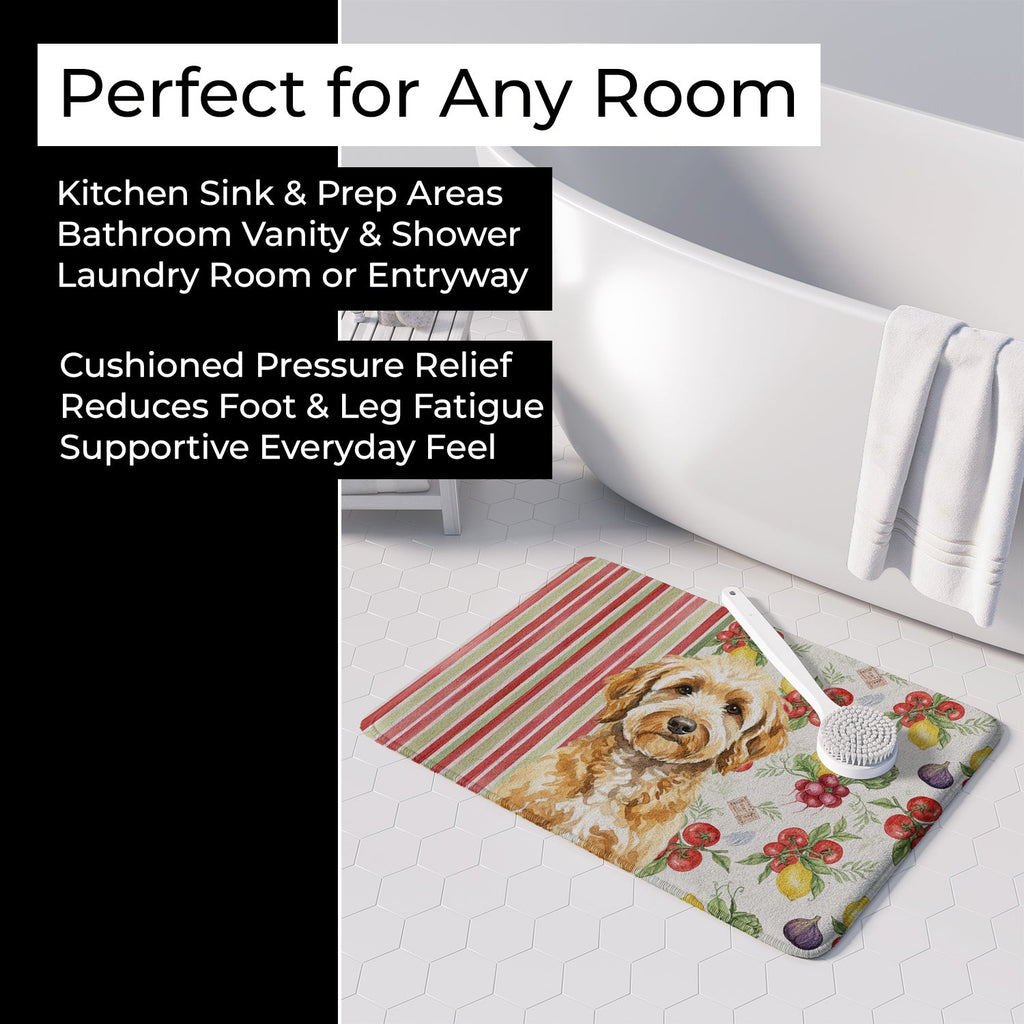 Goldendoodle Vegetables Memory Foam Kitchen Mat Machine Washable Anti-Fatigue Cushion Comfort Bath or Kitchen Rug