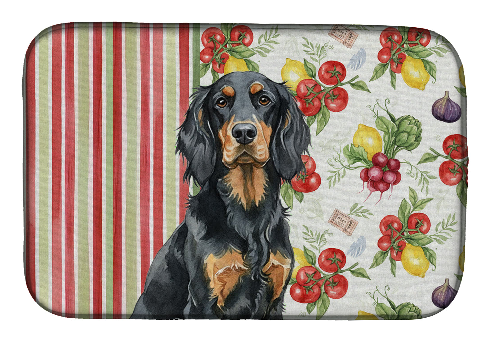 Gordon Setter Vegetables Dish Drying Mat Absorbent Dish Drying Mat Pad for Kitchen Counter Dish Drainer Mat for Countertop, 14 x 21", Multicolor