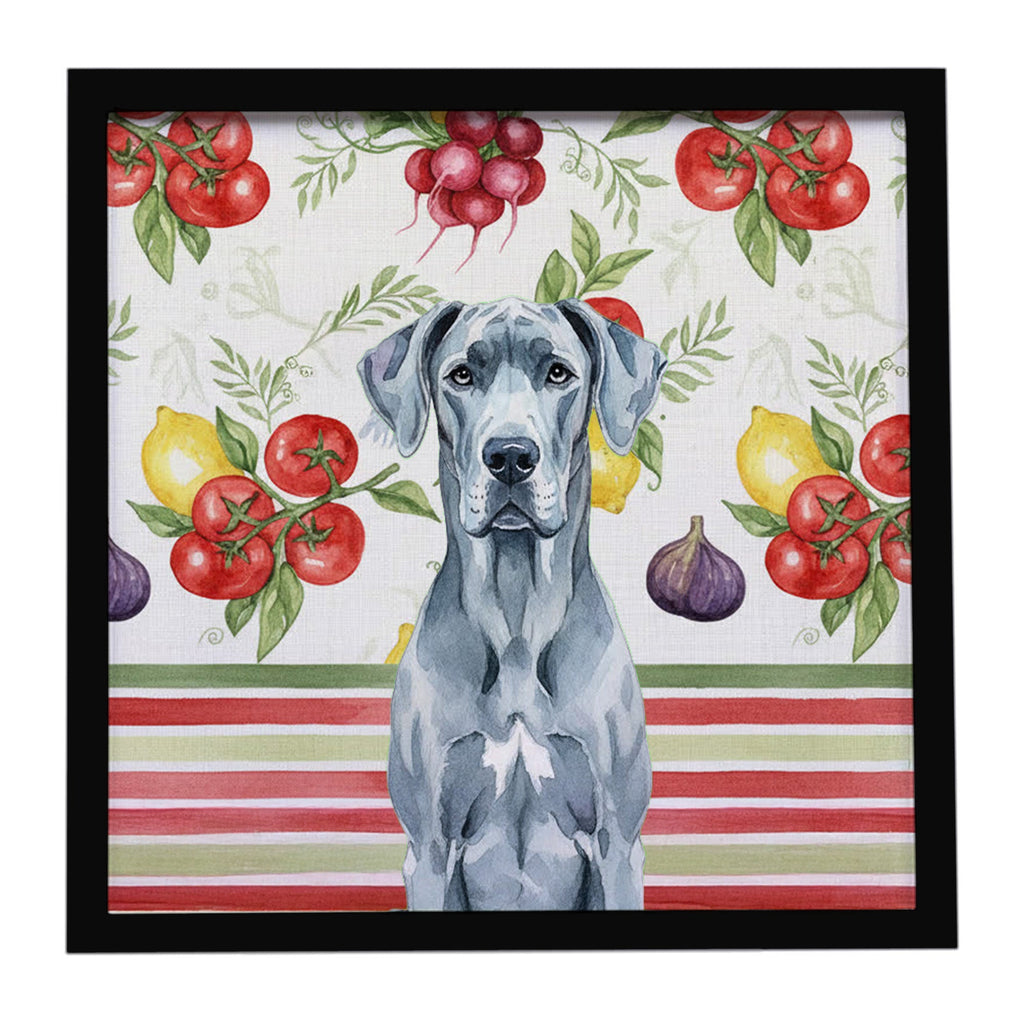 Blue Great Dane Vegetables Framed Metal Print Bathroom, Kitchen, Office, Home Decor Wall Art Ready to Hang, Square, 8X8