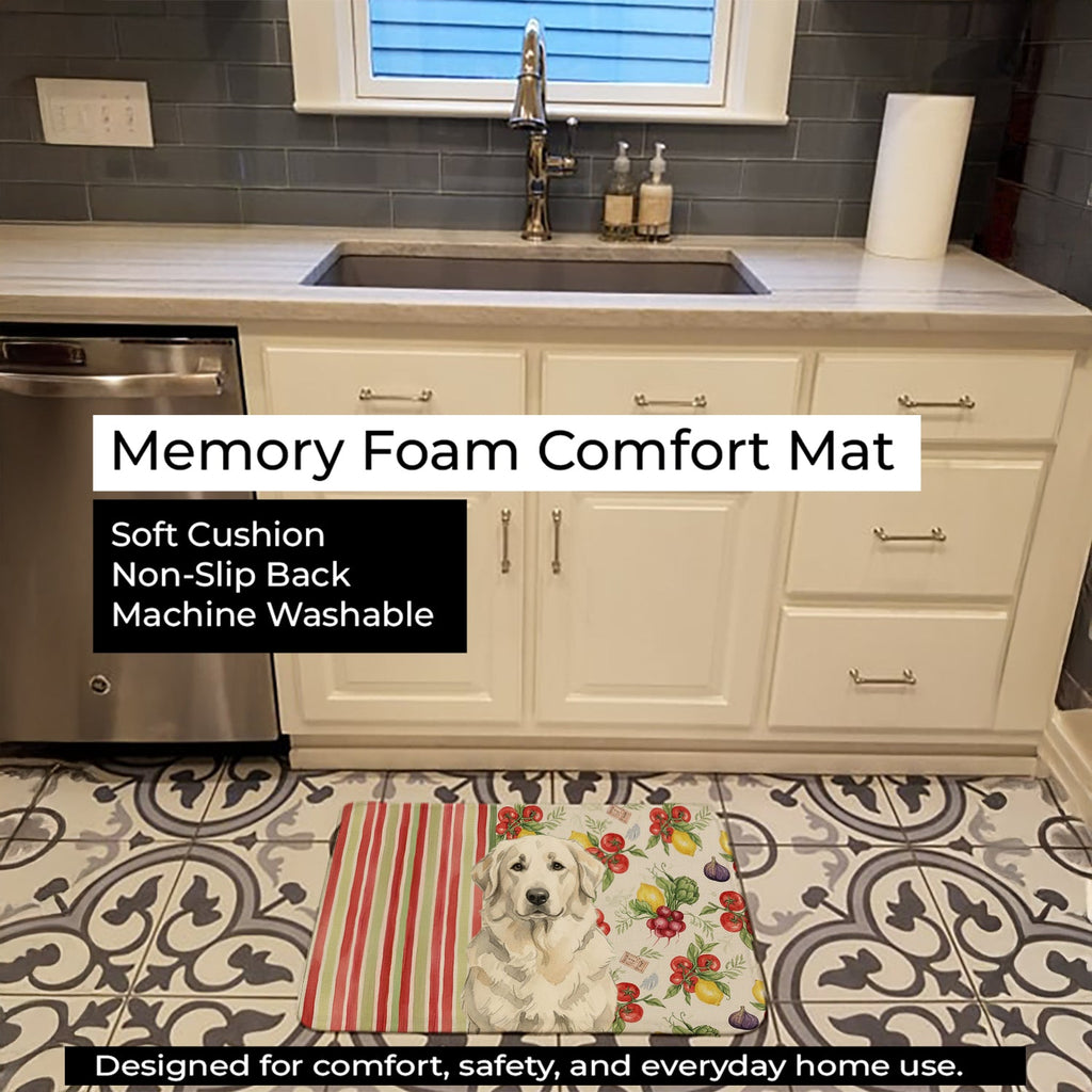 White Great Pyrenees Vegetables Memory Foam Kitchen Mat Machine Washable Anti-Fatigue Cushion Comfort Bath or Kitchen Rug