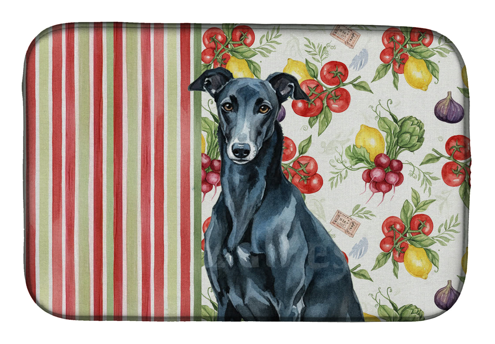 Black Greyhound Vegetables Dish Drying Mat Absorbent Dish Drying Mat Pad for Kitchen Counter Dish Drainer Mat for Countertop, 14 x 21", Multicolor