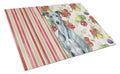 Blue Brindle Greyhound Vegetables Cutting Board Tempered Glass Kitchen Cutting Surface, Heat Resistant Chopping, Non-Slip Feet, Food Prep & Serving