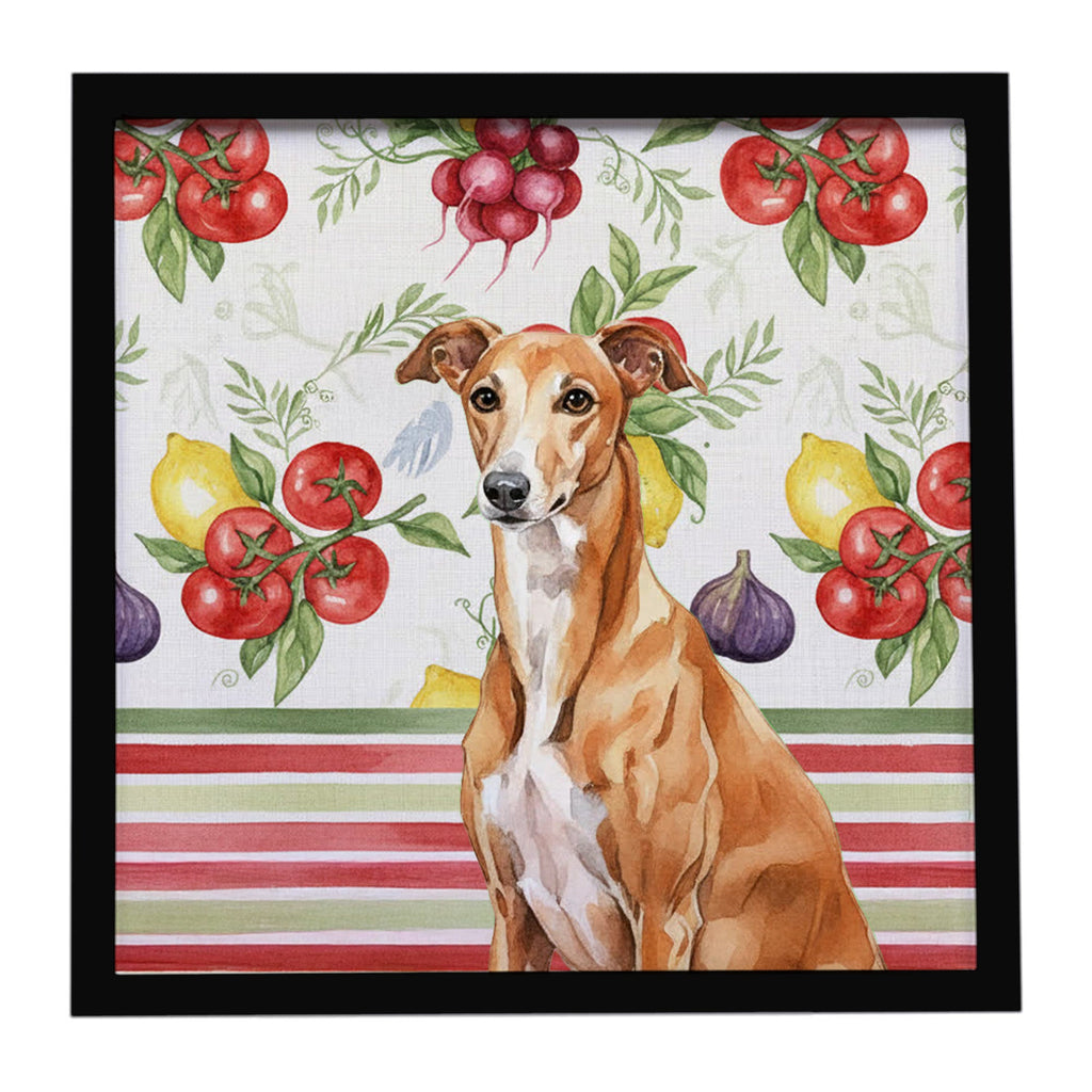 Red Greyhound Vegetables Framed Metal Print Bathroom, Kitchen, Office, Home Decor Wall Art Ready to Hang, Square, 8X8
