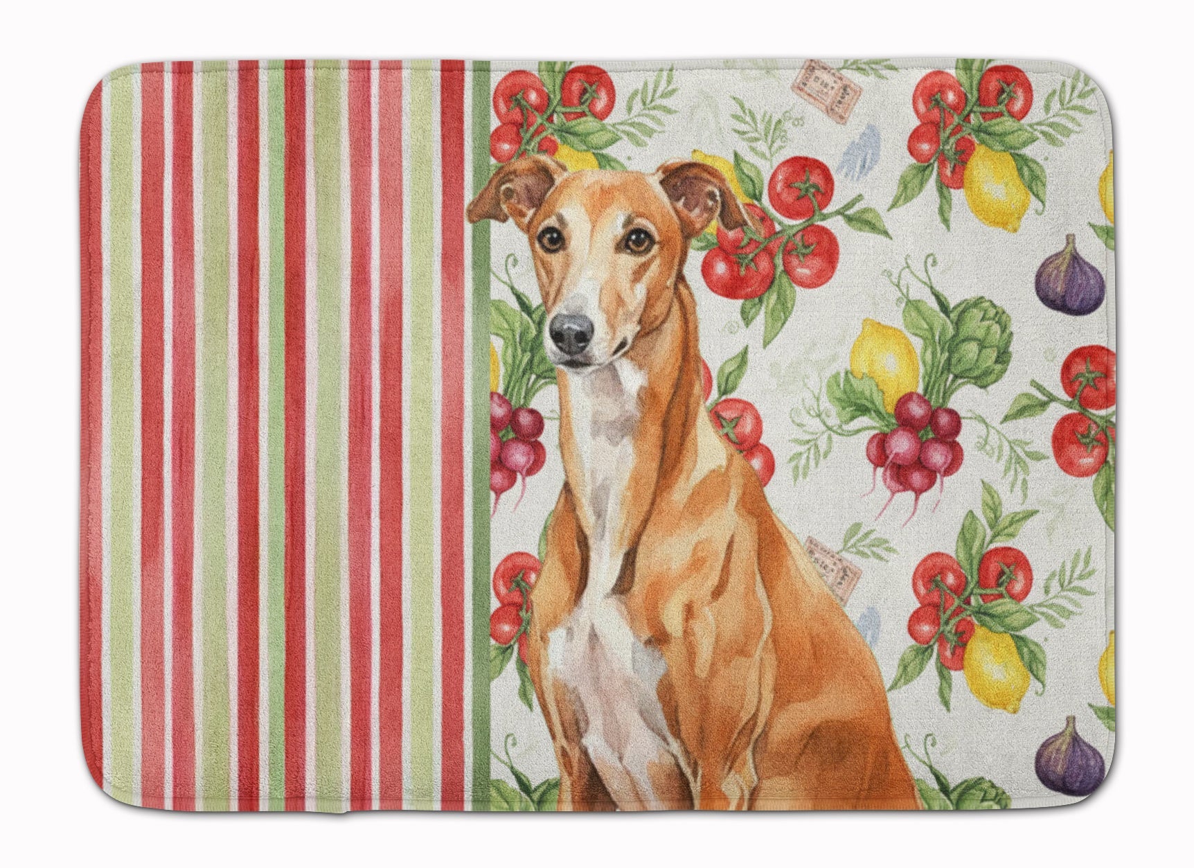 Red Greyhound Vegetables Memory Foam Kitchen Mat Machine Washable Anti-Fatigue Cushion Comfort Bath or Kitchen Rug