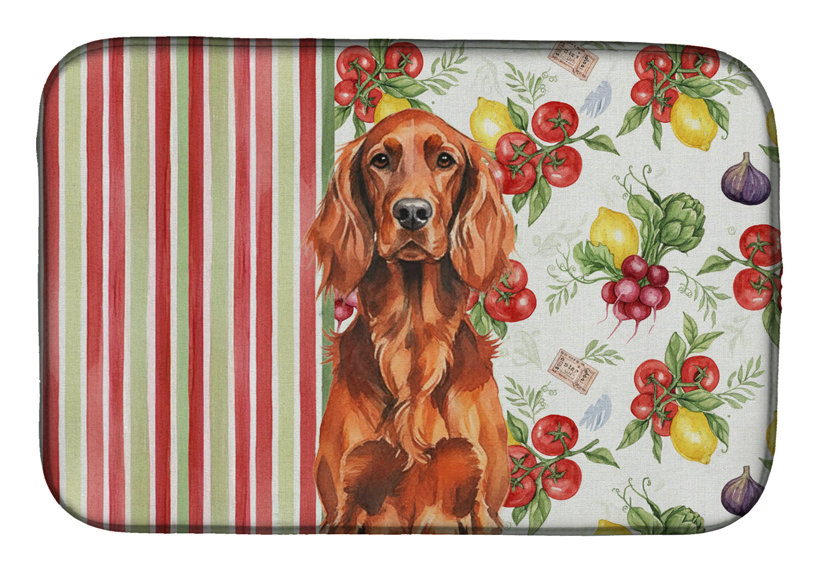 Irish Setter Vegetables Dish Drying Mat Absorbent Dish Drying Mat Pad for Kitchen Counter Dish Drainer Mat for Countertop, 14 x 21", Multicolor