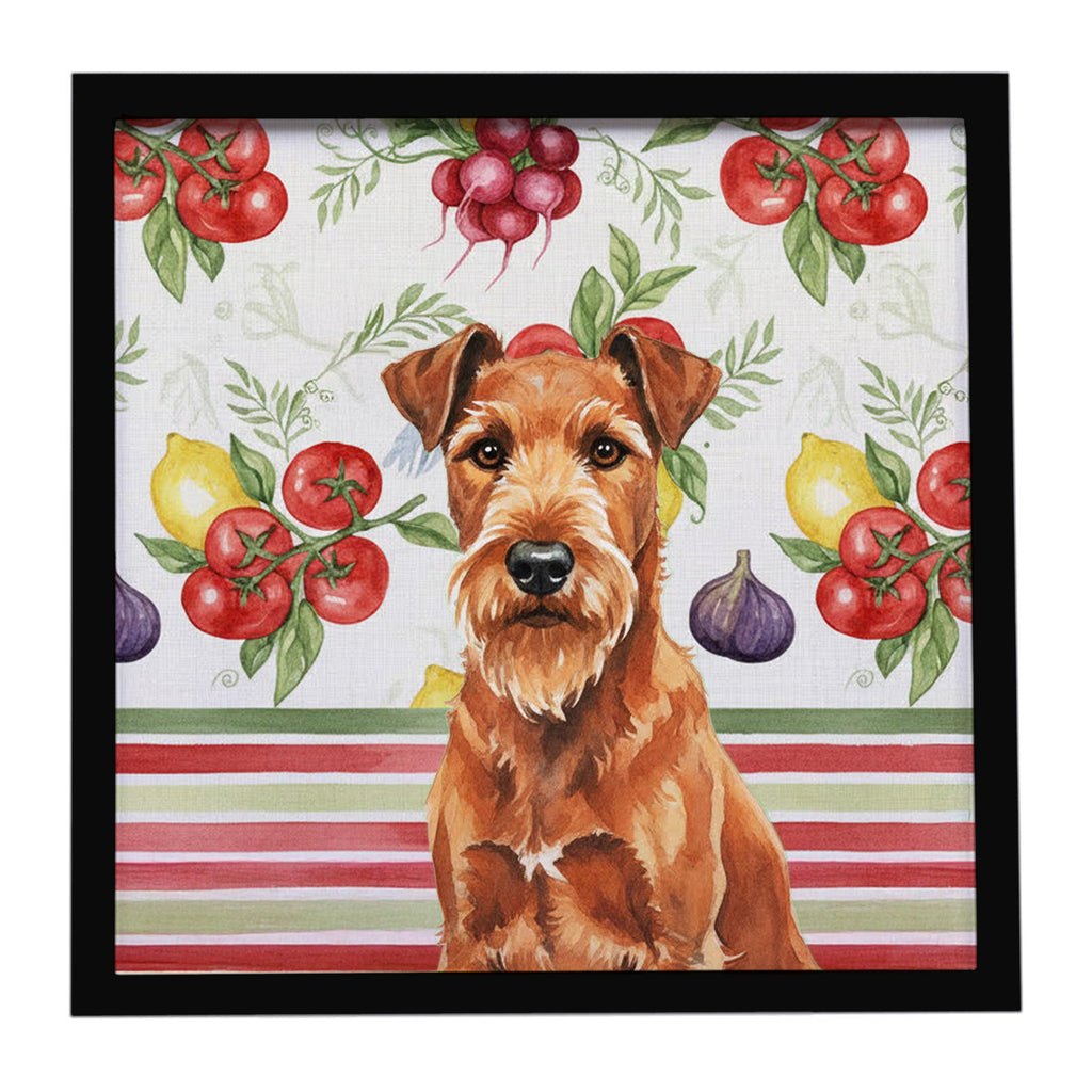 Irish Terrier Vegetables Framed Metal Print Bathroom, Kitchen, Office, Home Decor Wall Art Ready to Hang, Square, 8X8