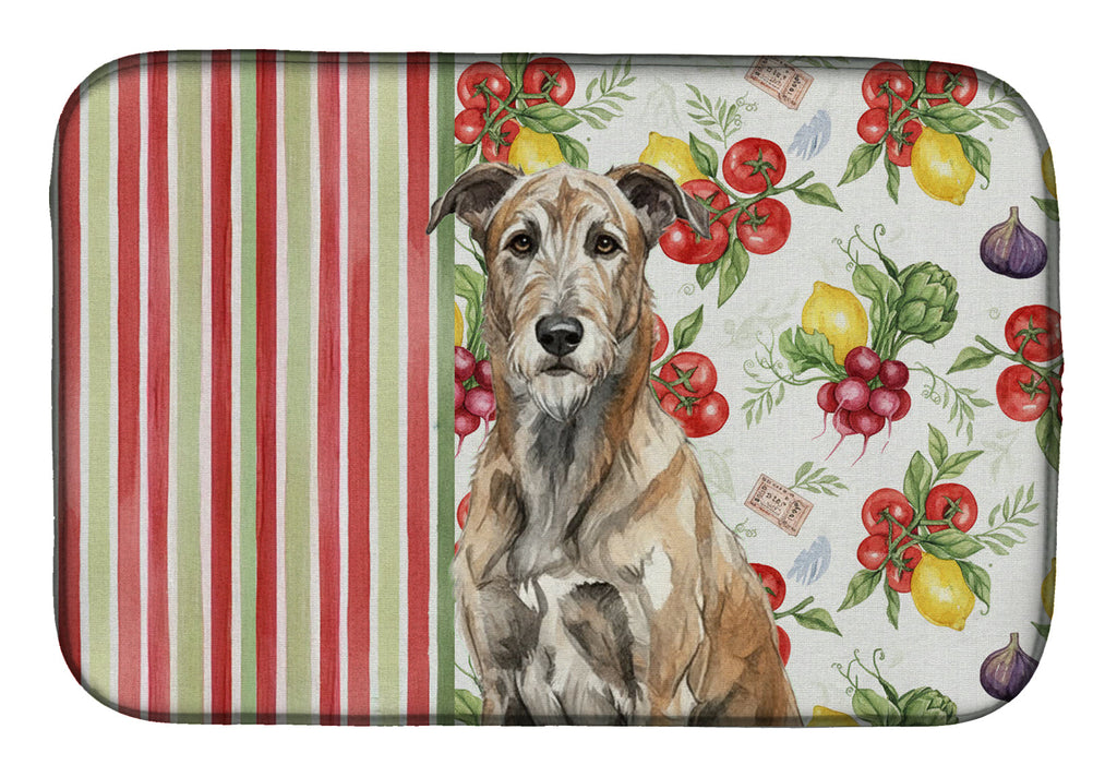 Brindle Irish Wolfhound Vegetables Dish Drying Mat Absorbent Dish Drying Mat Pad for Kitchen Counter Dish Drainer Mat for Countertop, 14 x 21", Multicolor