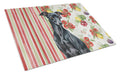 Black Italian Greyhound Vegetables Cutting Board Tempered Glass Kitchen Cutting Surface, Heat Resistant Chopping, Non-Slip Feet, Food Prep & Serving