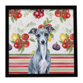 Blue Italian Greyhound Vegetables Framed Metal Print Bathroom, Kitchen, Office, Home Decor Wall Art Ready to Hang, Square, 8X8
