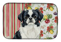 Black and White Japanese Chin Vegetables Dish Drying Mat Absorbent Dish Drying Mat Pad for Kitchen Counter Dish Drainer Mat for Countertop, 14 x 21", Multicolor