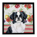 Black and White Japanese Chin Vegetables Framed Metal Print Bathroom, Kitchen, Office, Home Decor Wall Art Ready to Hang, Square, 8X8