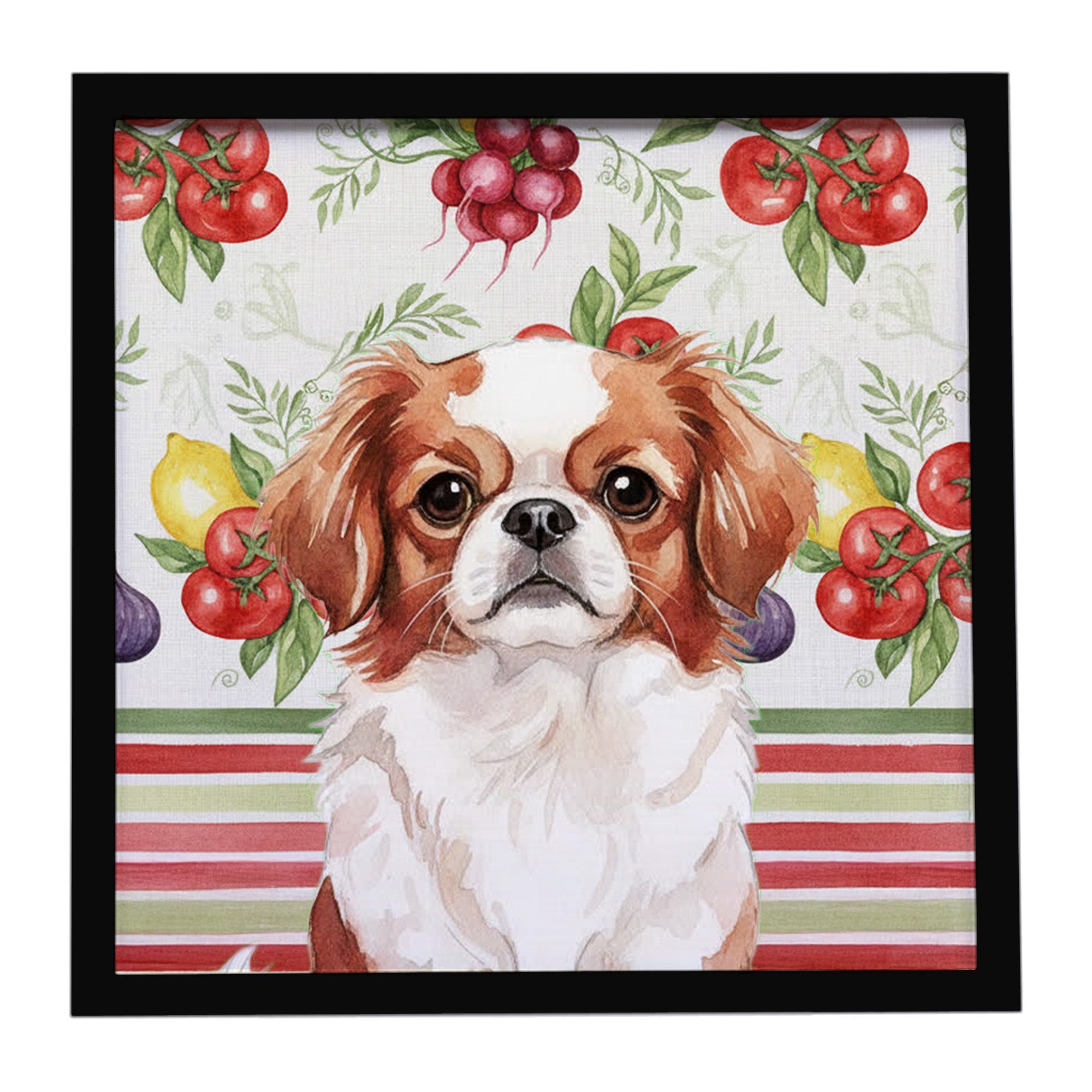 Red and White Japanese Chin Vegetables Framed Metal Print Bathroom, Kitchen, Office, Home Decor Wall Art Ready to Hang, Square, 8X8
